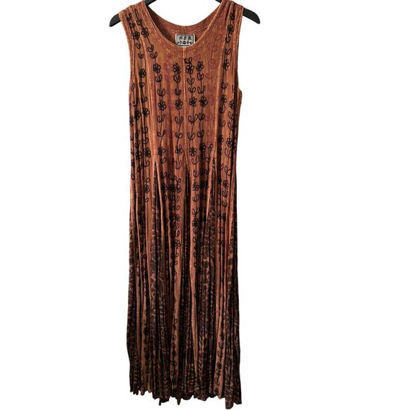 Vintage MPH Floral Embroidered Sleeveless Maxi Dress Size XL Made in India - Picture 1 of 7